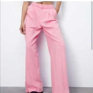 Full Length Bubble Gum Pink Linen Blend Pants